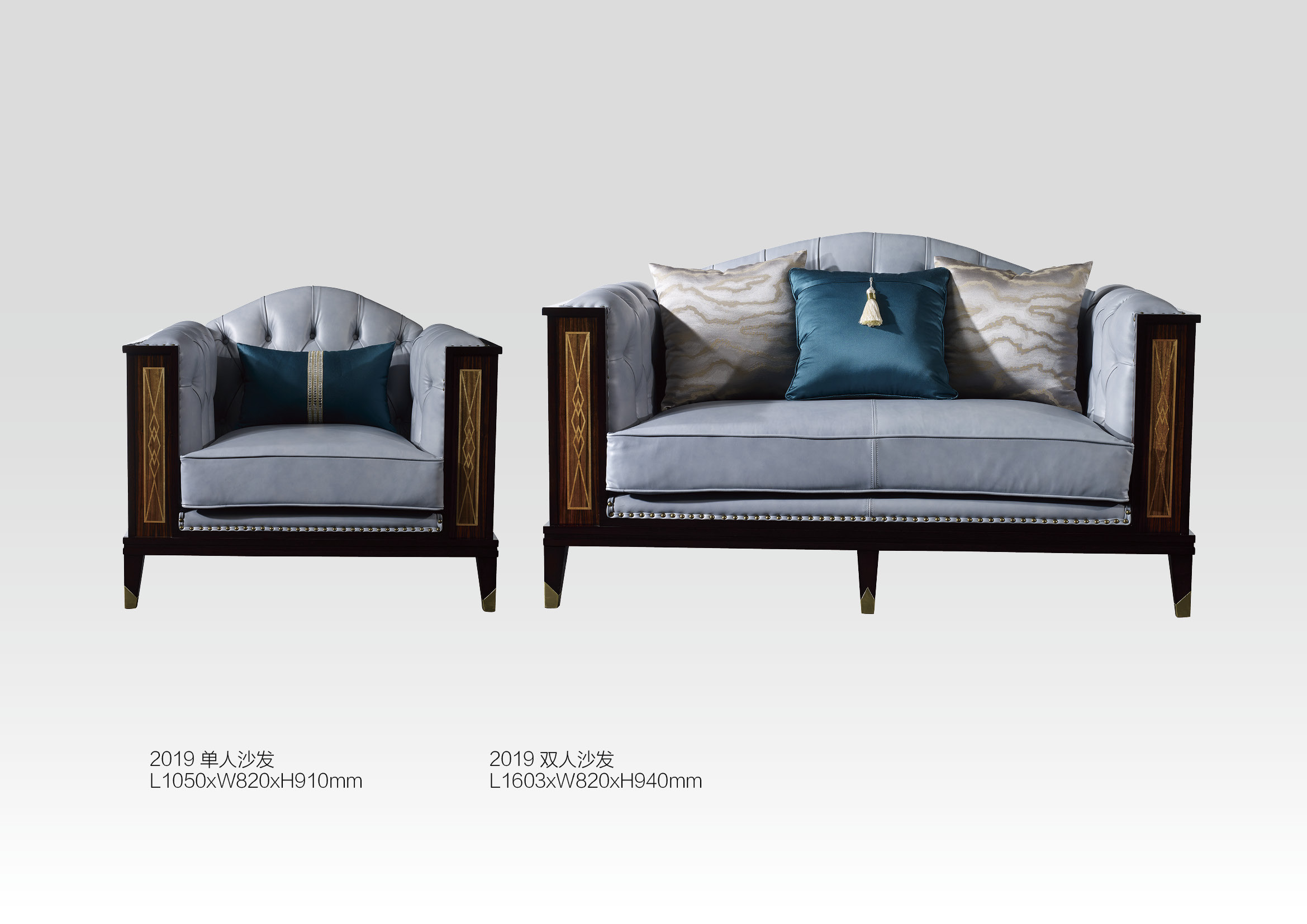 美式乡村客厅组合三人沙发布艺单人｜双人现代家具